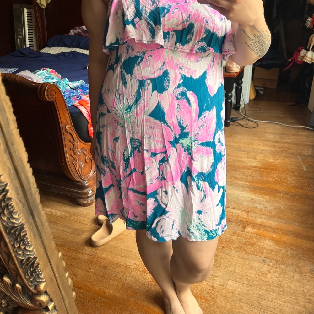 Lilly Pulitzer Annastasha Floral Multicolor Shift Dress Sz L EUC